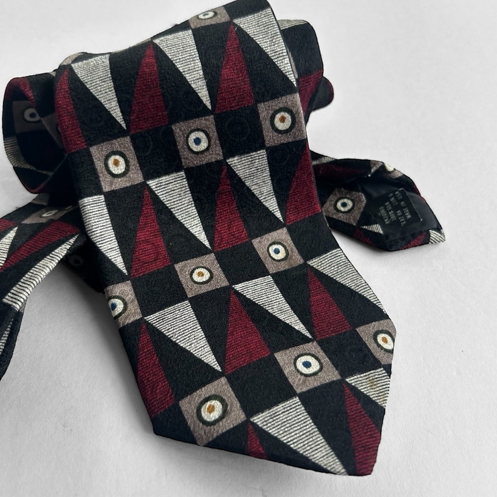 Enrico Guccini Extra Long Artsy Go Print Silk Tie, Beverly Hills, Wearable Art